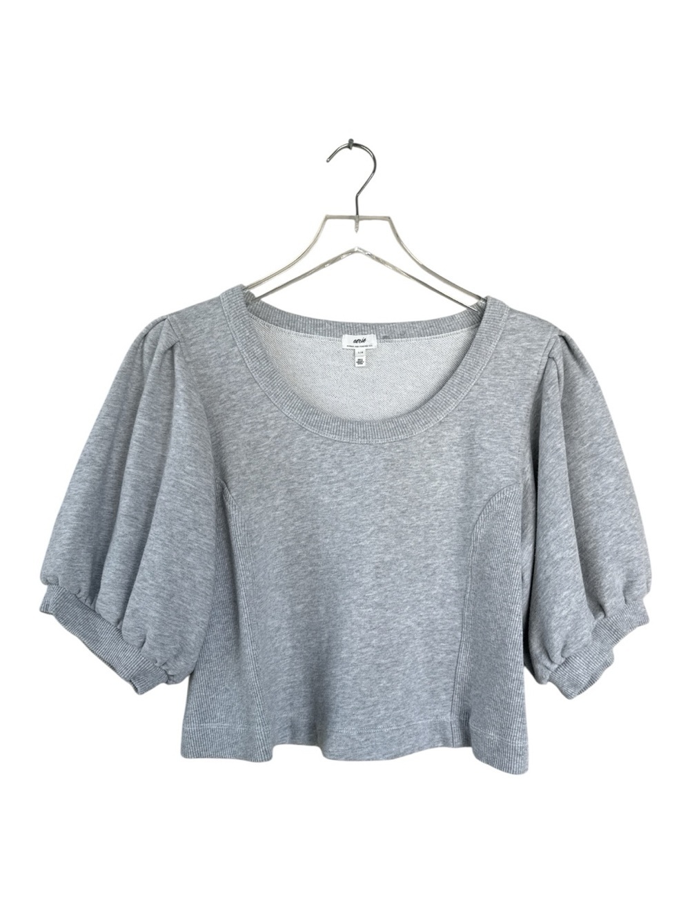Aerie Puff Sleeve Cropped Sweatshirt Gray Size Large